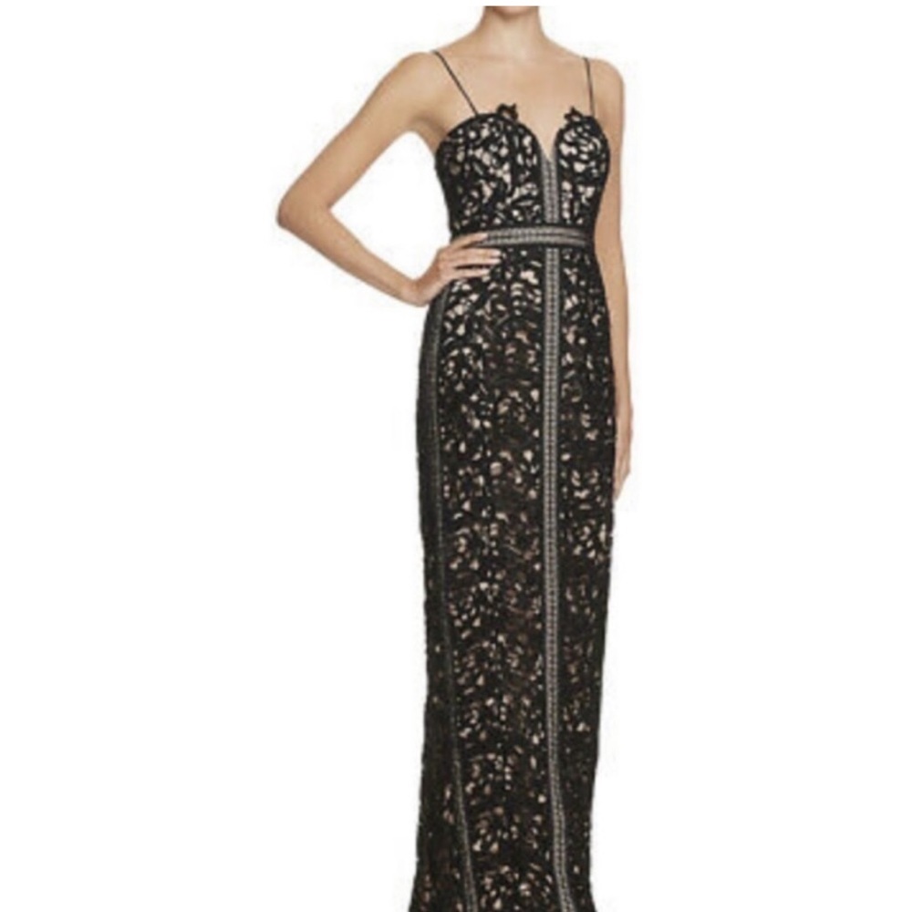 Bariano crochet lace maxi gown NWT